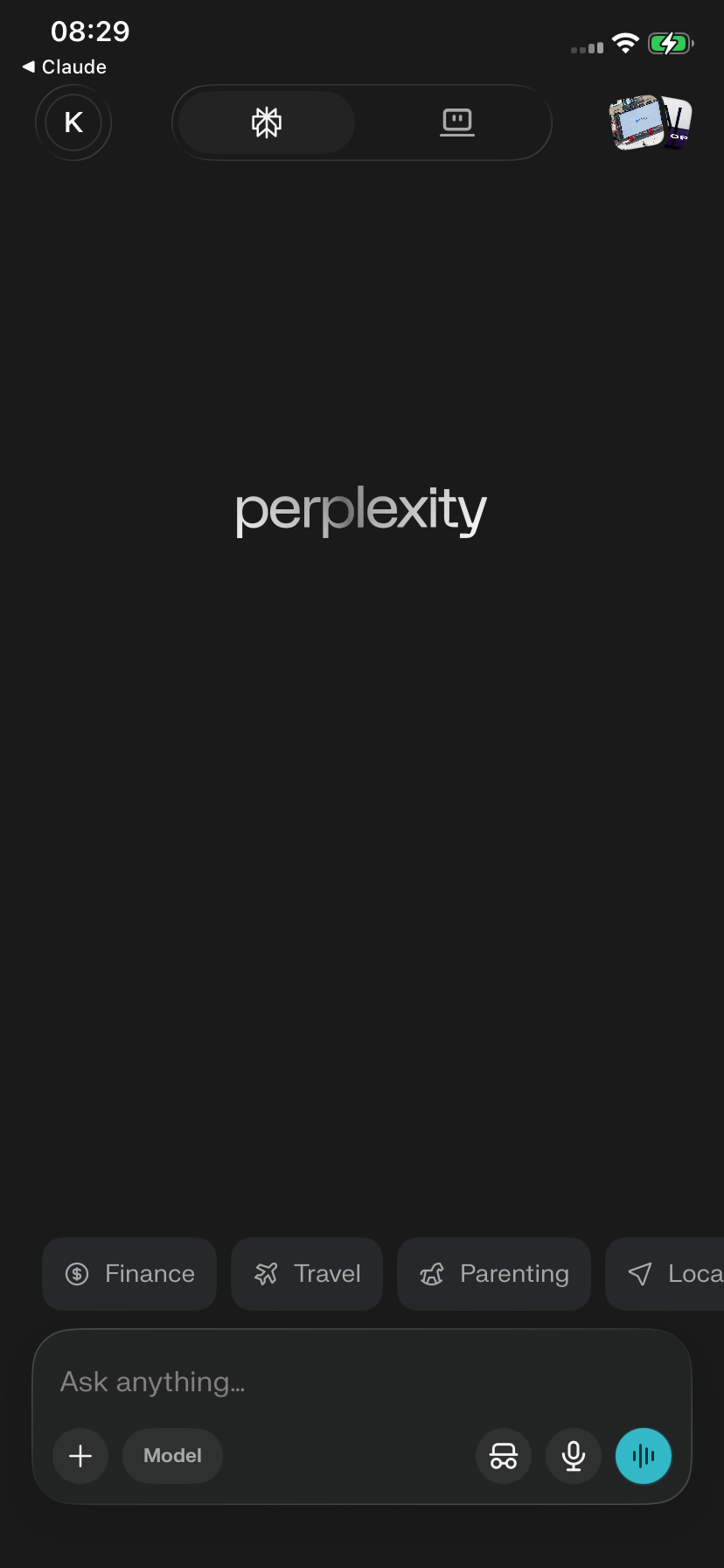 Perplexity - AI Search & Chat — Home Screen — v26.19.0